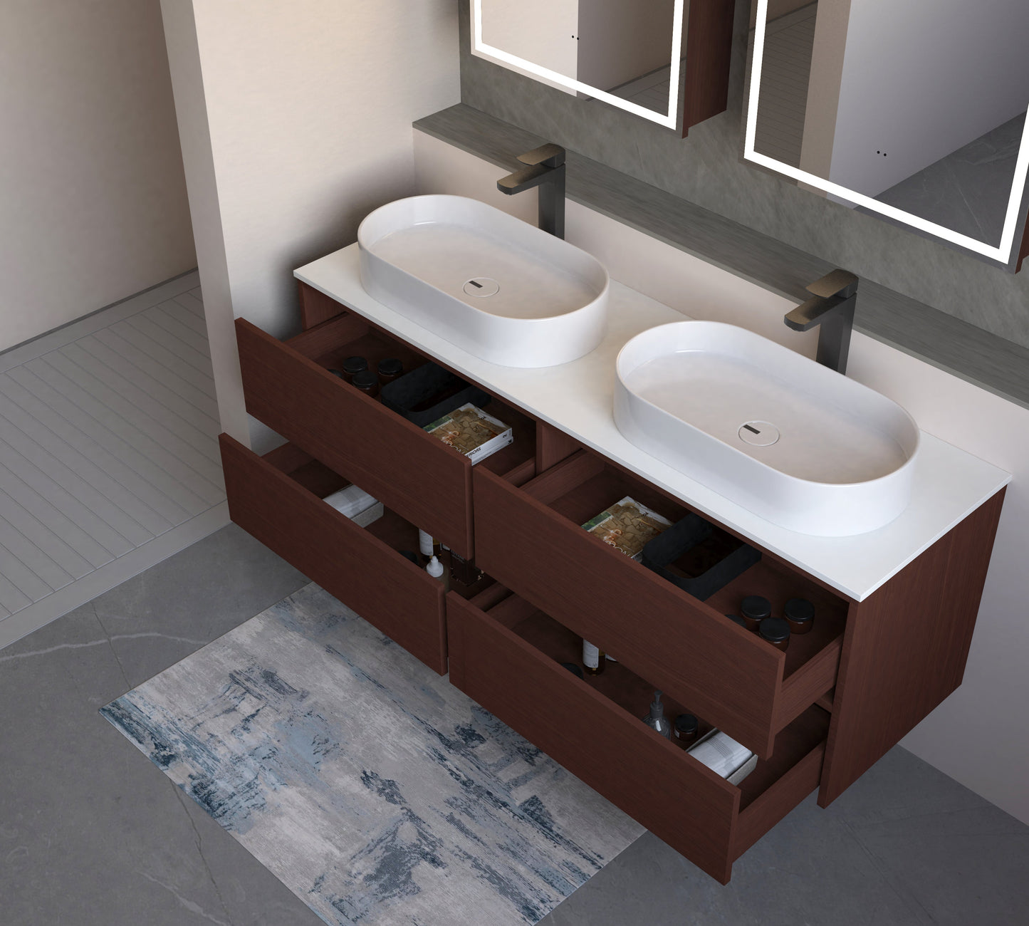 Carysil Fairmont Oak 1500MM Wall Hung Shaker Vanities without Stone Top