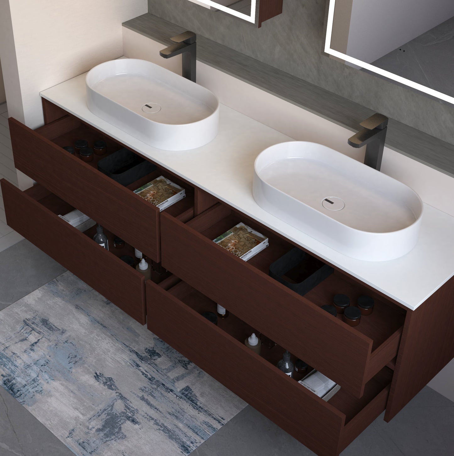 Navona 1800MM Wall Hung Shaker Vanities without Stone Top
