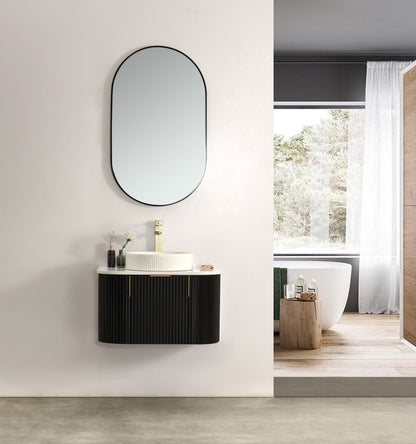 Navona 750MM Forma Series Wall Hung Black Side Drawer Vanities