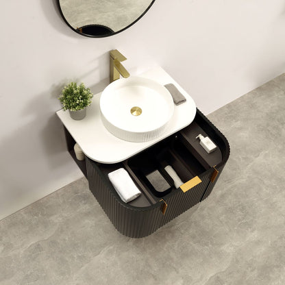 Navona 750MM Forma Series Wall Hung Black Side Drawer Vanities