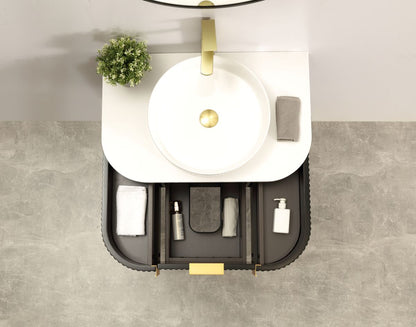 Navona 750MM Forma Series Wall Hung Black Side Drawer Vanities