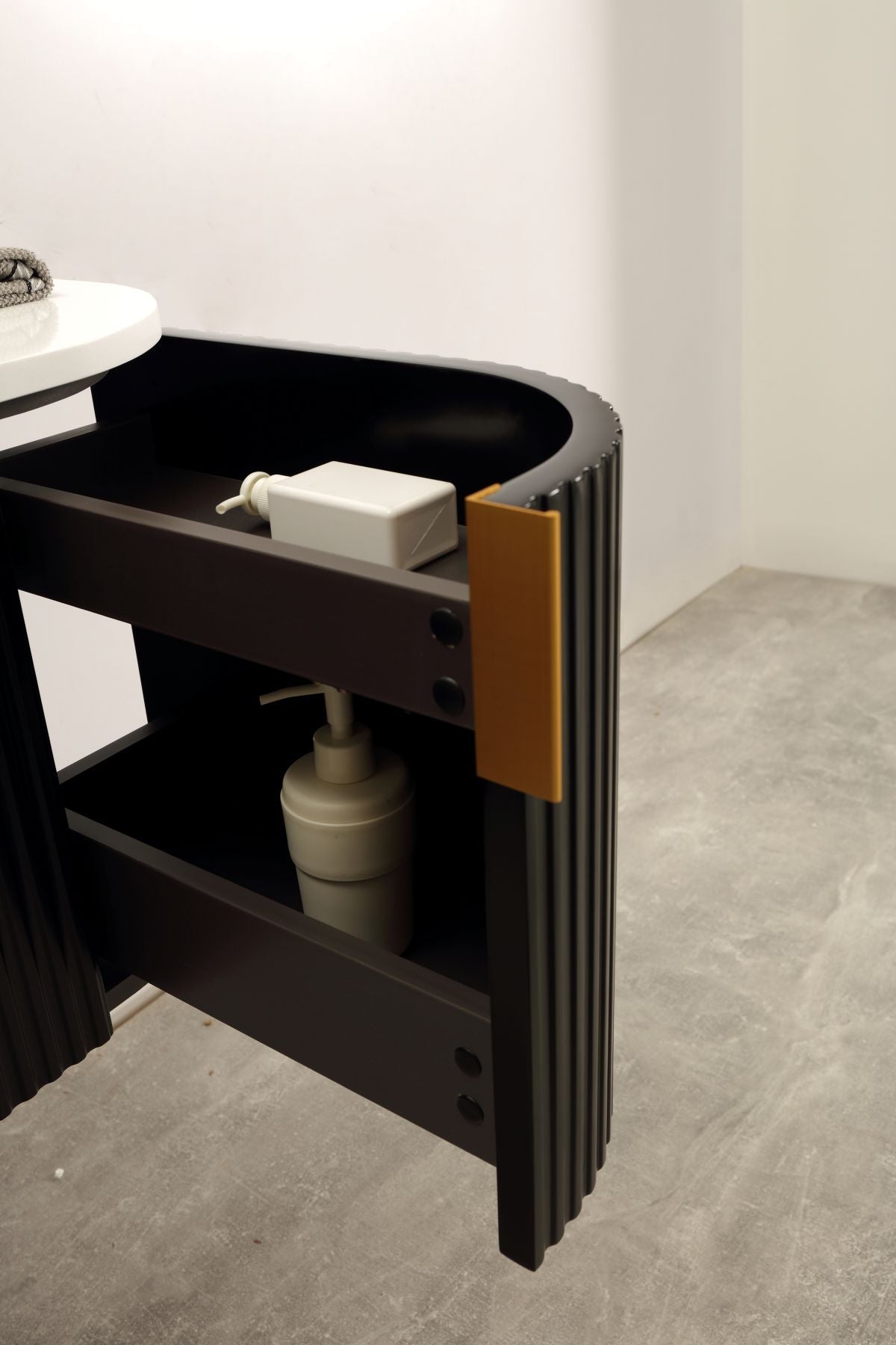 Navona 750MM Forma Series Wall Hung Black Side Drawer Vanities