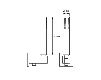 Square Brushed Brass Shower Rail with Handheld Shower (Stainless Steel Hose)
