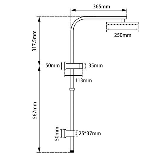 10" Light Brushed Brass Shower Station