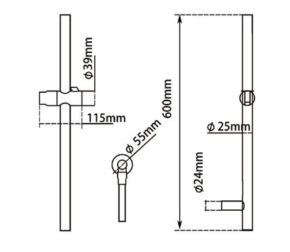 Light Brushed Brass Shower Rail with Handheld Shower