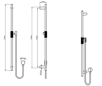 CADDENCE Series Brushed Nickel Shower Rail without Handheld Shower