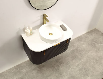 Navona 900MM Wall Hung Forma Series Black Side Drawer Vanities