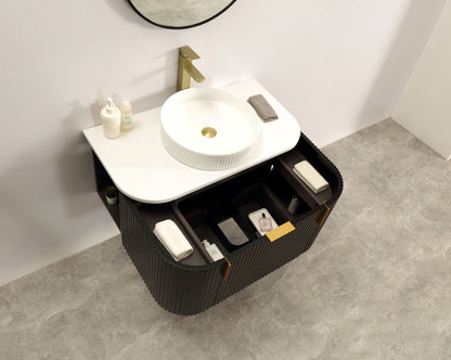 Navona 900MM Wall Hung Forma Series Black Side Drawer Vanities
