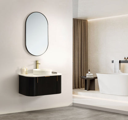 Navona 900MM Wall Hung Forma Series Black Side Drawer Vanities