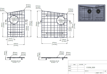 Stainless Steel Gold Sink Grid for Carysil CGDB