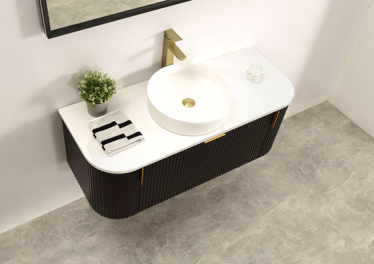 Navona 1200MM Wall Hung Forma Series Black Side Drawer Vanities