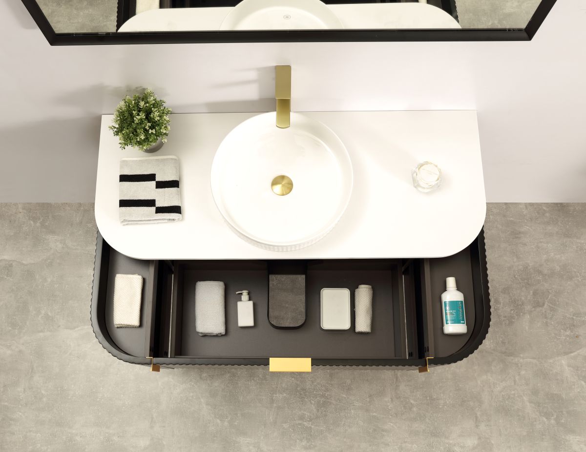 Navona 1200MM Wall Hung Forma Series Black Side Drawer Vanities