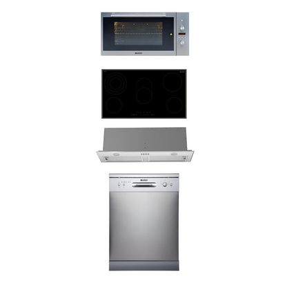 900mm Dilusso Stainless Oven + Ceramic Cooktop + Concealed Rangehood + Dishwasher Kitchen Appliance Package