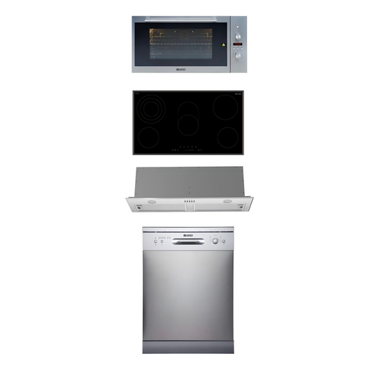 900mm Dilusso Stainless Oven + Ceramic Cooktop + Concealed Rangehood + Dishwasher Kitchen Appliance Package