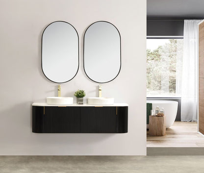 Navona 1500MM Wall Hung Forma Series Black Side Drawer Vanities