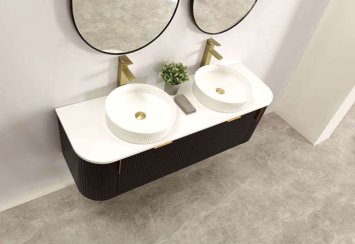 Navona 1500MM Wall Hung Forma Series Black Side Drawer Vanities