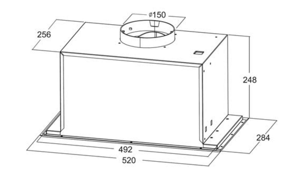 520*284*248mm Concealed Black Rangehood