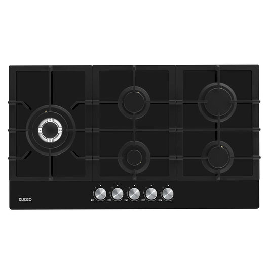 900(W)x510mm(D) DiLusso Black Glass Cooktops Appliances