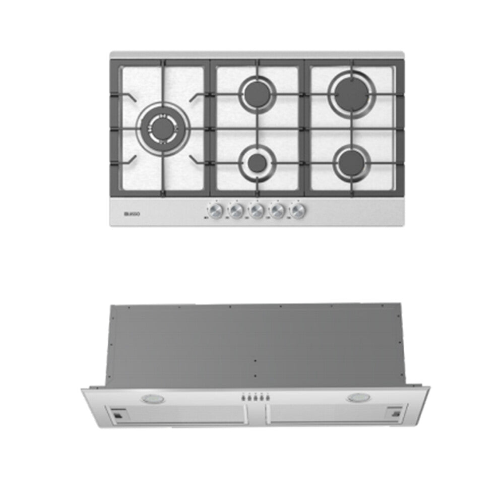 900mm Dilusso Stainless Oven + Gas Cooktop + Concealed Rangehood + Dishwasher Kitchen Appliance Package