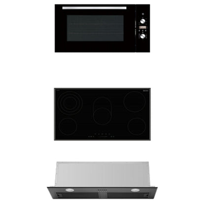 900mm Dilusso Black Oven + Ceramic Cooktop + Concealed Rangehood + Dishwasher Kitchen Appliance Package