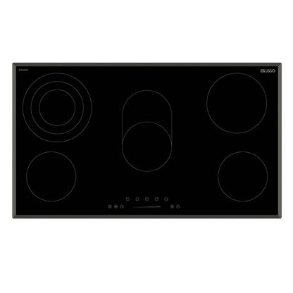 900mm Dilusso EuroKera Bevelled Edged Black Glass Touch Control Ceramic Cooktop