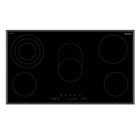 900mm Dilusso EuroKera Bevelled Edged Black Glass Touch Control Ceramic Cooktop