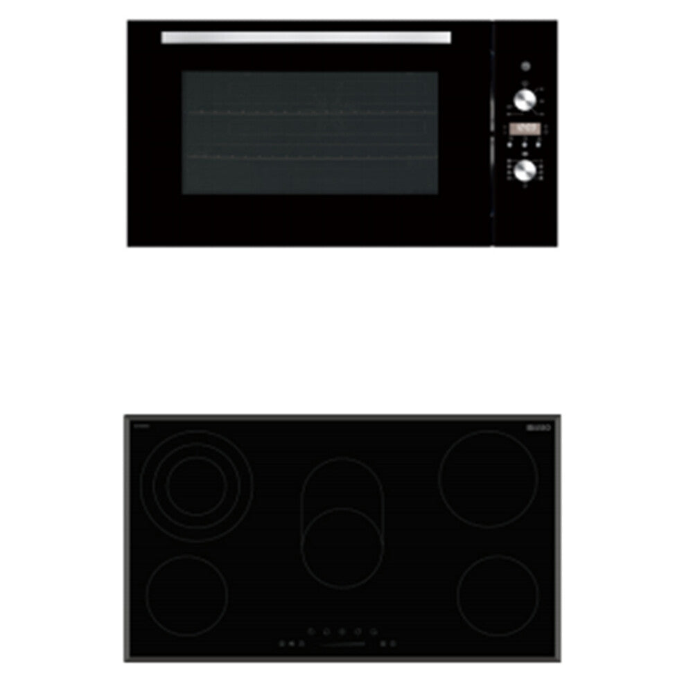 900mm Dilusso Black Oven + Ceramic Cooktop + Concealed Rangehood + Dishwasher Kitchen Appliance Package