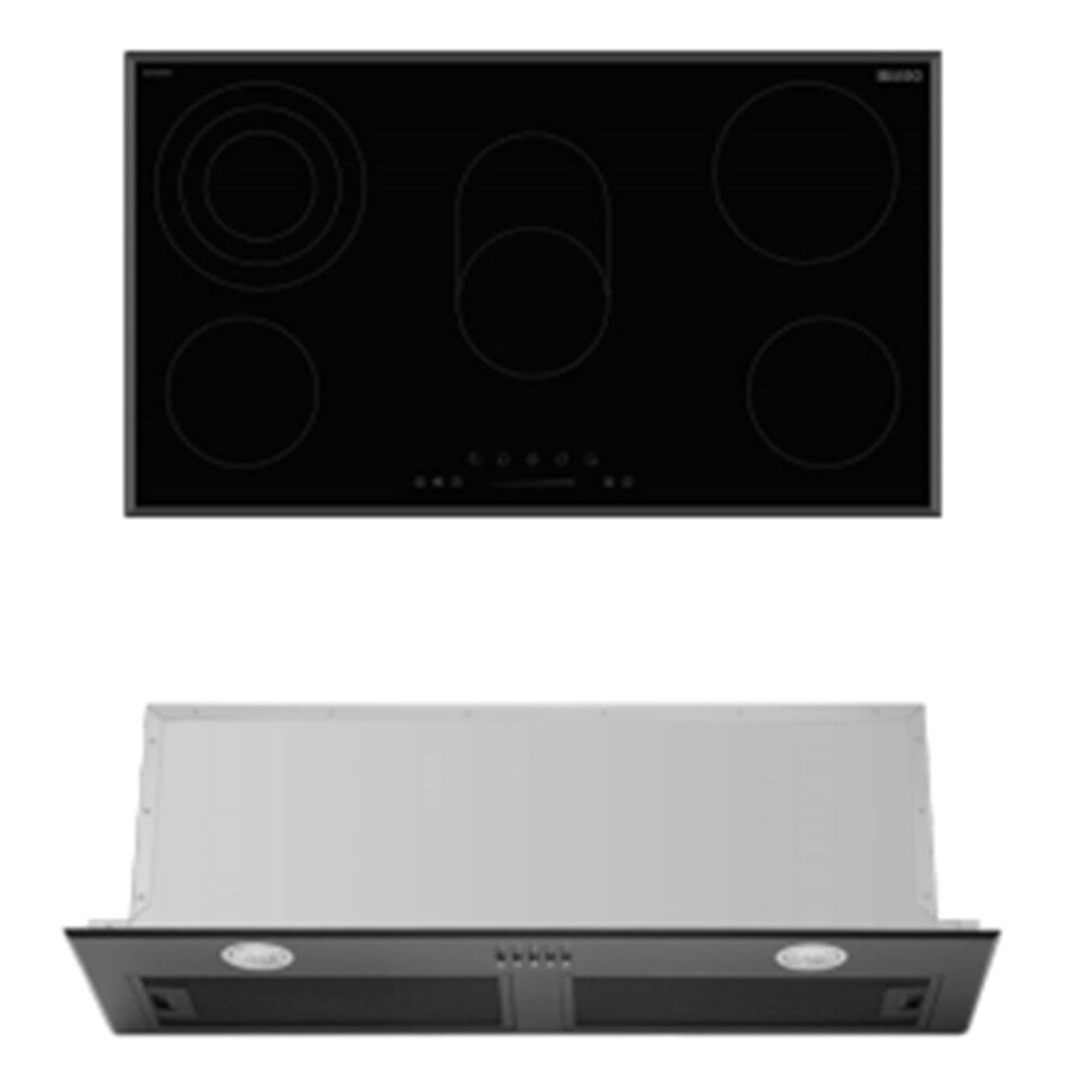 900mm Dilusso Black Oven + Ceramic Cooktop + Concealed Rangehood + Dishwasher Kitchen Appliance Package
