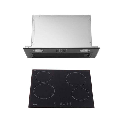 600mm Dilusso Black Oven + Ceramic Cooktop + Concealed Rangehood + Dishwasher Kitchen Appliance Package