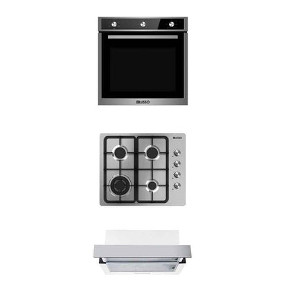600mm Dilusso Stainless Oven + Gas Cooktop + Telescopic Rangehood + Dishwasher Kitchen Appliance Package