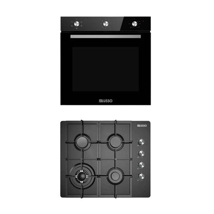 600mm Dilusso Black Oven + Gas Cooktop + Concealed Rangehood + Dishwasher Kitchen Appliance Package