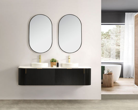 Navona 1800MM Wall Hung Forma Series Black Side Drawer Vanities