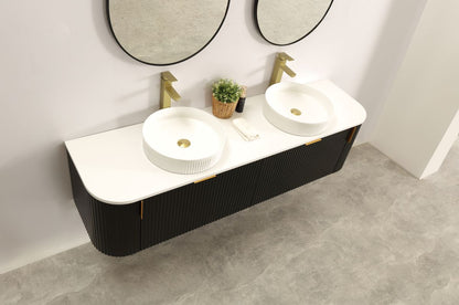 Navona 1800MM Wall Hung Forma Series Black Side Drawer Vanities