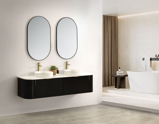 Navona 1800MM Wall Hung Forma Series Black Side Drawer Vanities
