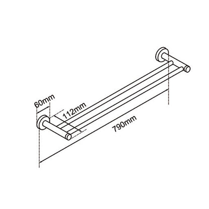 LUCID PIN - Brushed Copper Cuttable Double Towel Rail