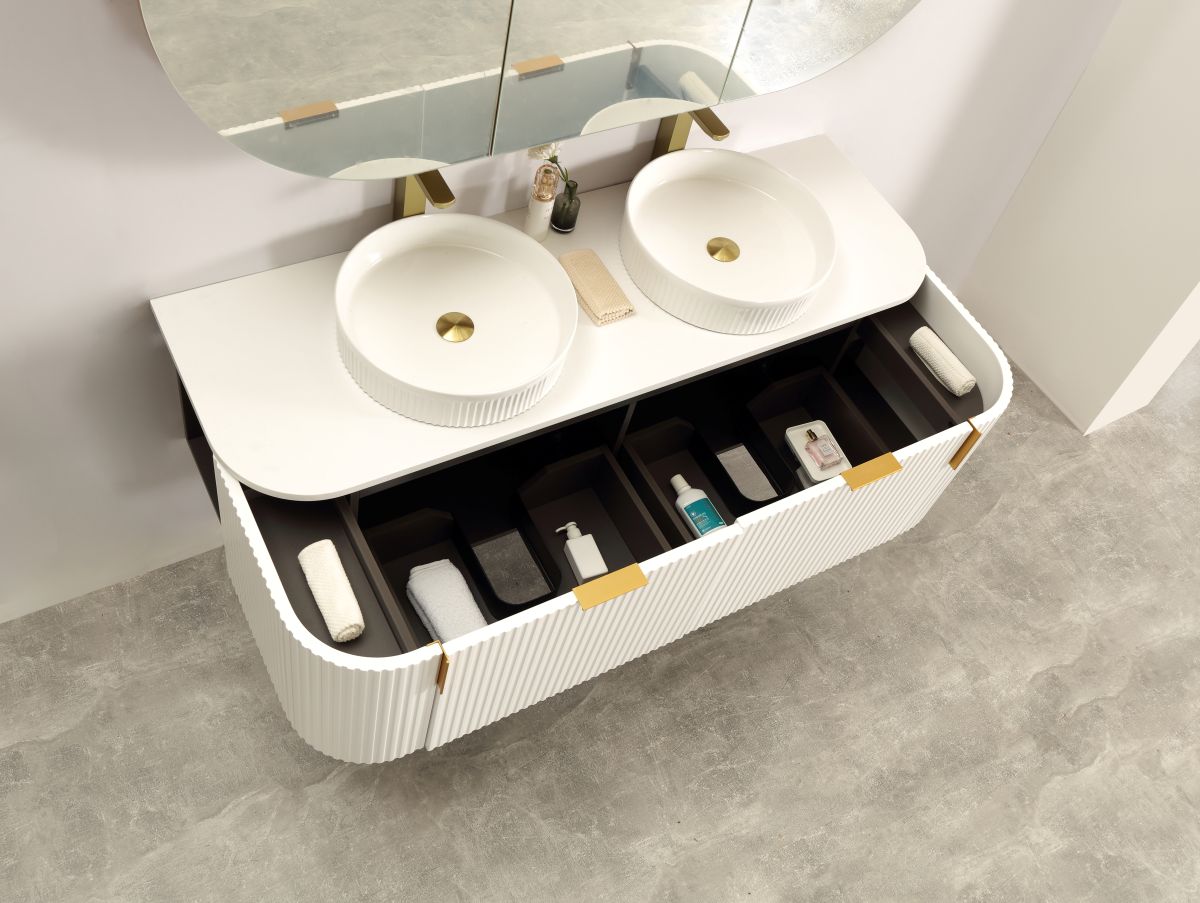 Navona 1500MM Wall Hung Forma Series White Side Drawer Vanities