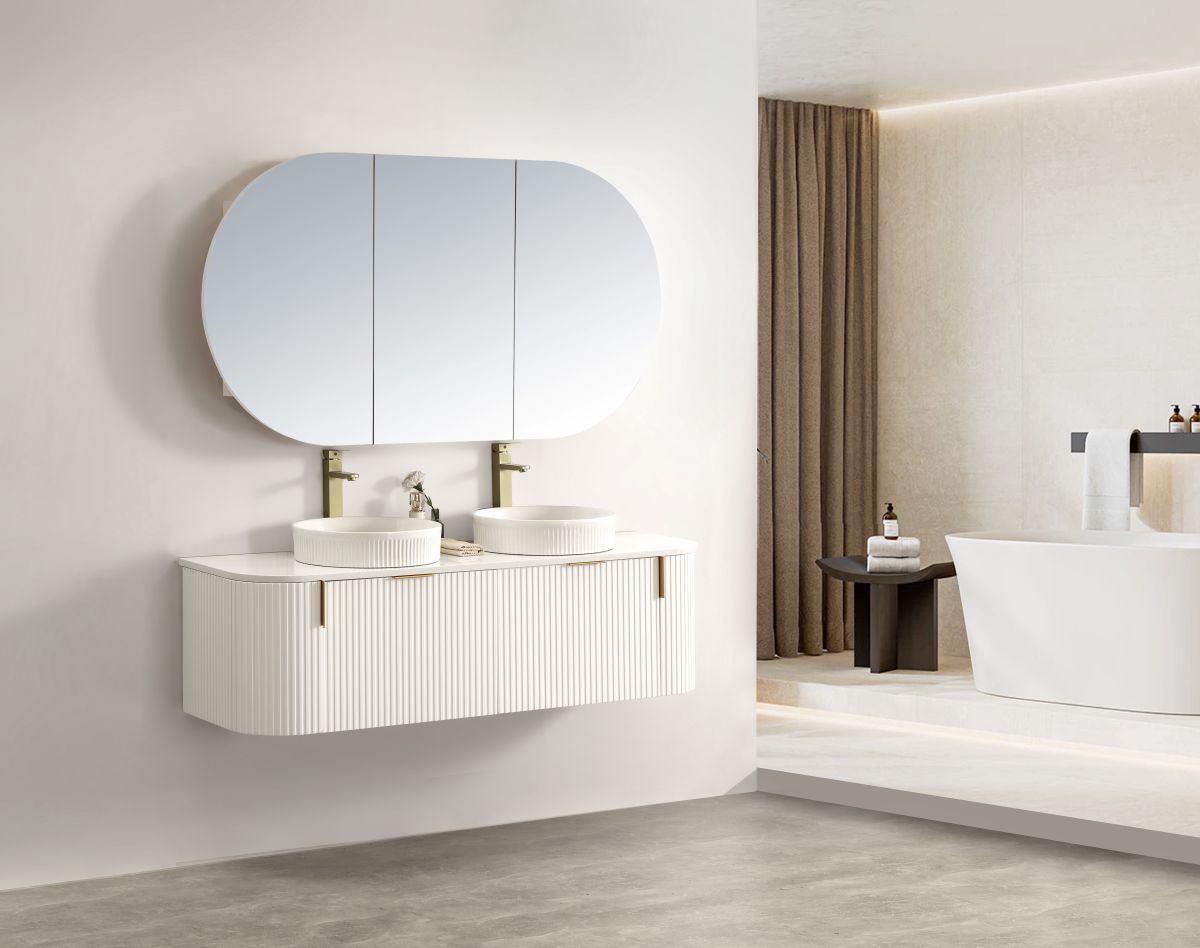 Navona 1500MM Wall Hung Forma Series White Side Drawer Vanities