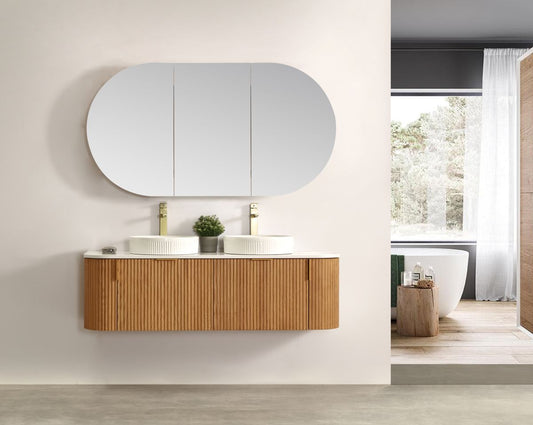 Navona 1500MM Wall Hung Forma Series Walnut Side Drawer Vanities