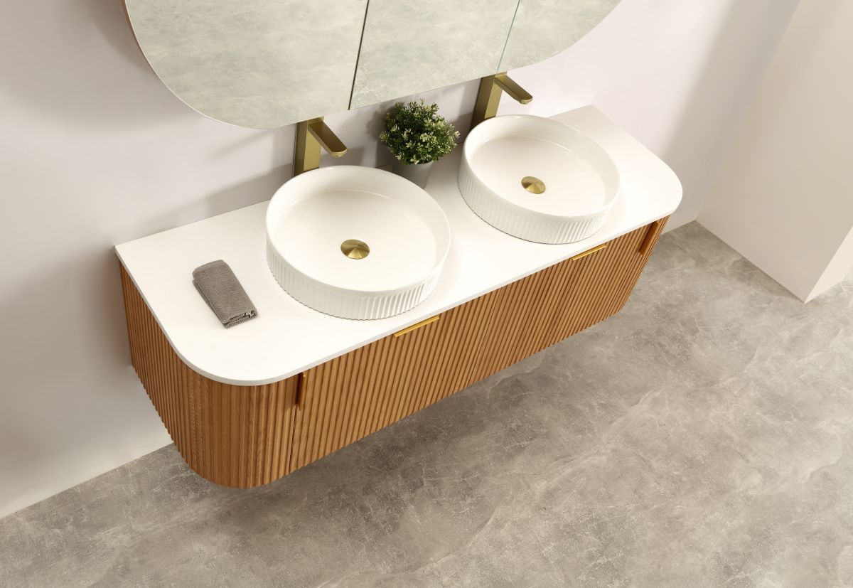 Navona 1500MM Wall Hung Forma Series Walnut Side Drawer Vanities