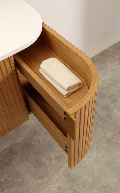 Navona 1500MM Wall Hung Forma Series Walnut Side Drawer Vanities