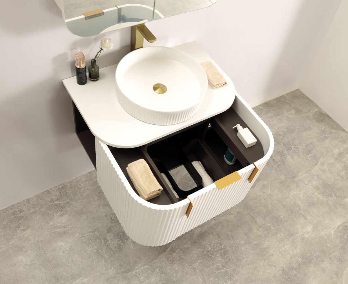 Navona Forma Series 750MM Wall Hung White Side Drawer Vanities