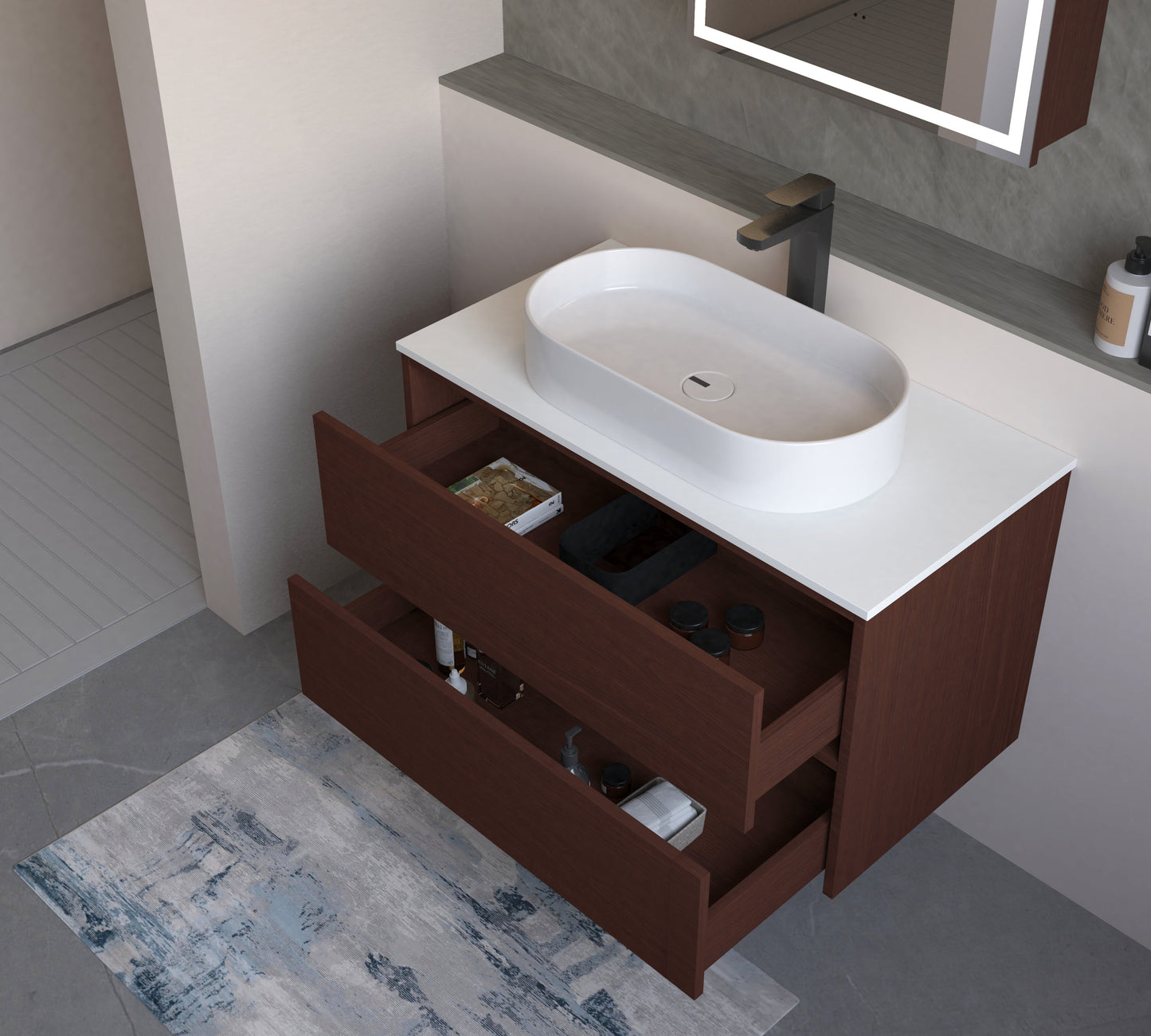 Carysil Fairmont Oak 900MM Wall Hung Shaker Vanities without Stone Top