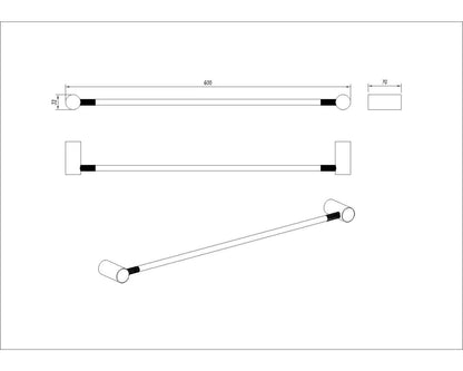 CADDENCE - 600mm Brushed Brass Single Towel Rail