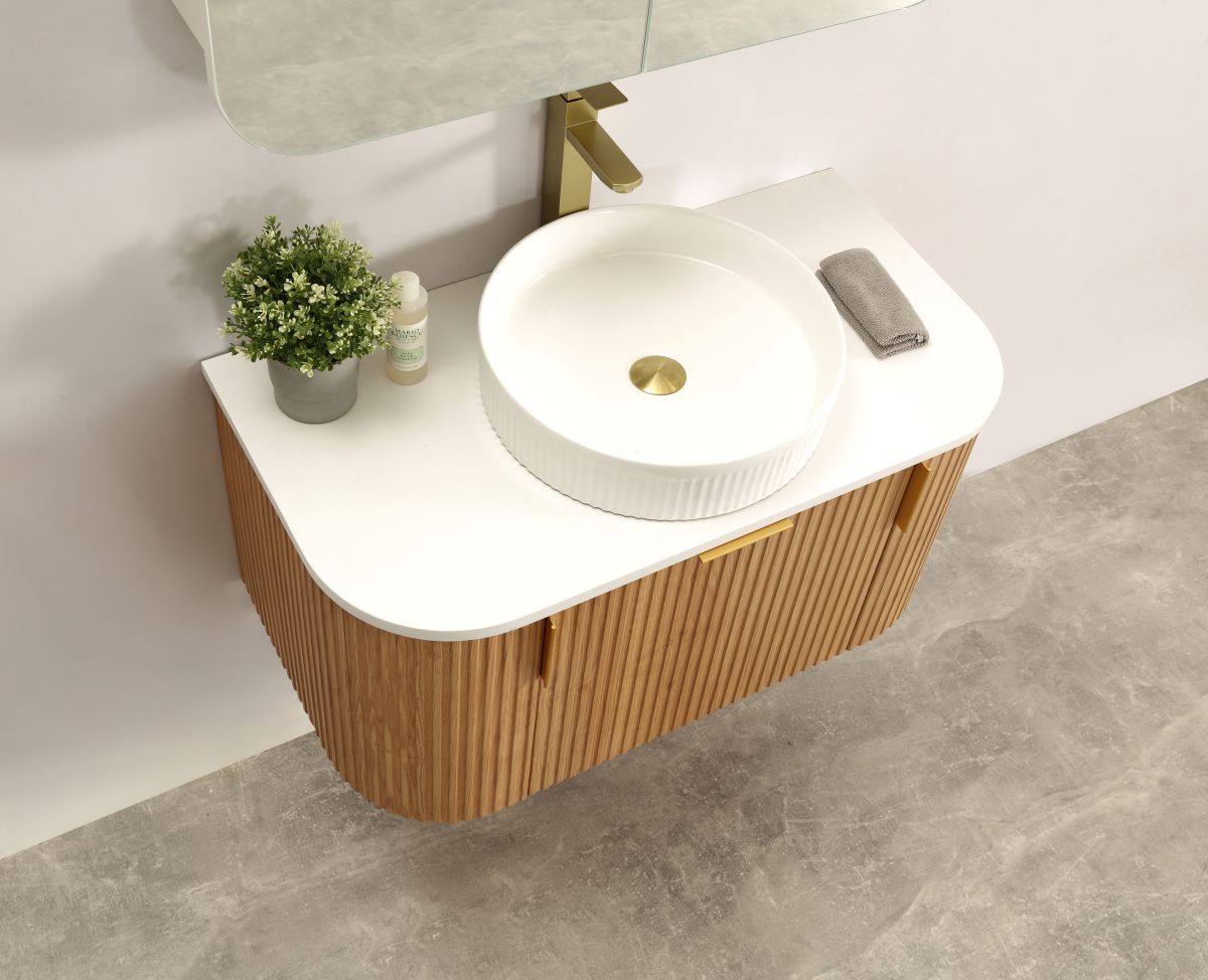 Navona 750MM Wall Hung Forma Series Walnut Side Drawer Vanities