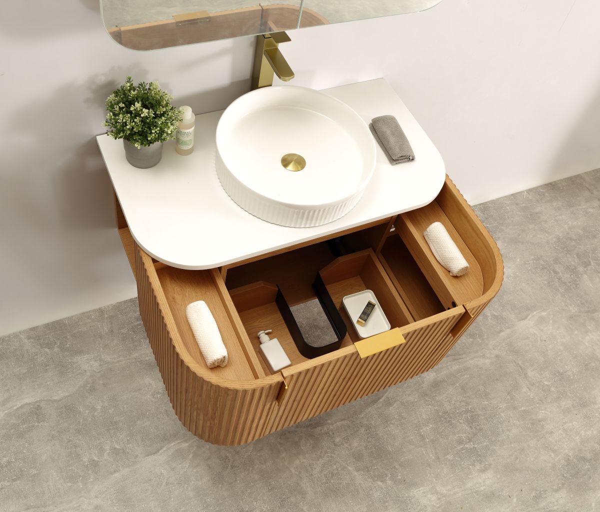 Navona 1200MM Wall Hung Forma Series Walnut Side Drawer Vanities