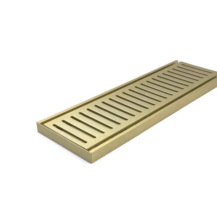 Muses Aluminium Brushed Gold Ezy Flow Floor Grate 300 * 100 * 26mm