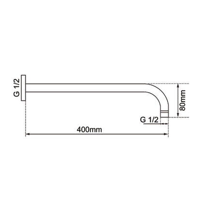 400mm Brushed Copper Wall Shower Arm