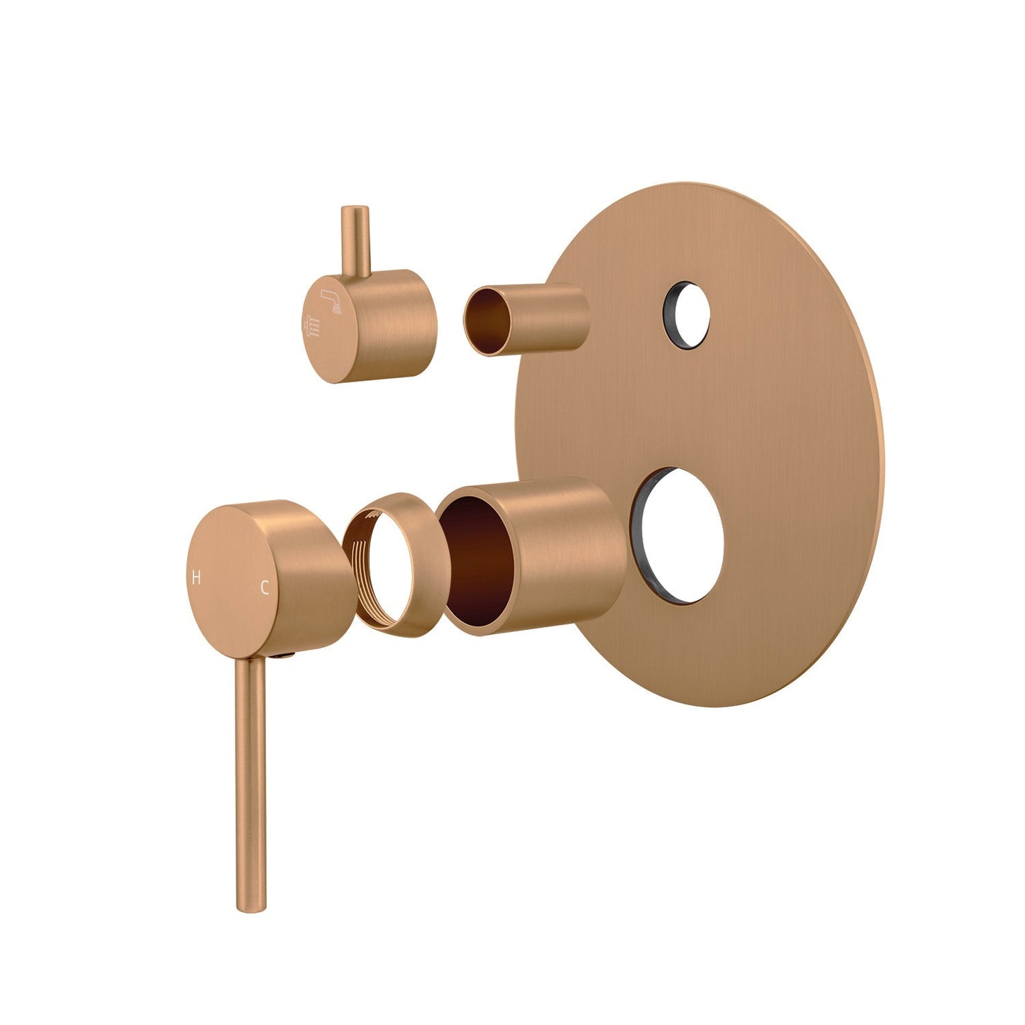 LUCID PIN Series Brushed Copper Diverter Mixer Trim Kit (match CLPD)