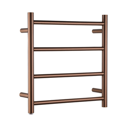Round Light Brushed Copper Electric Heated Towel Rack 4 Bars