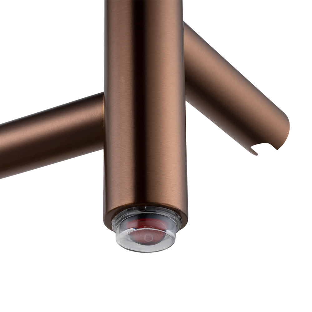 Round Light Brushed Copper Electric Heated Towel Rack 4 Bars